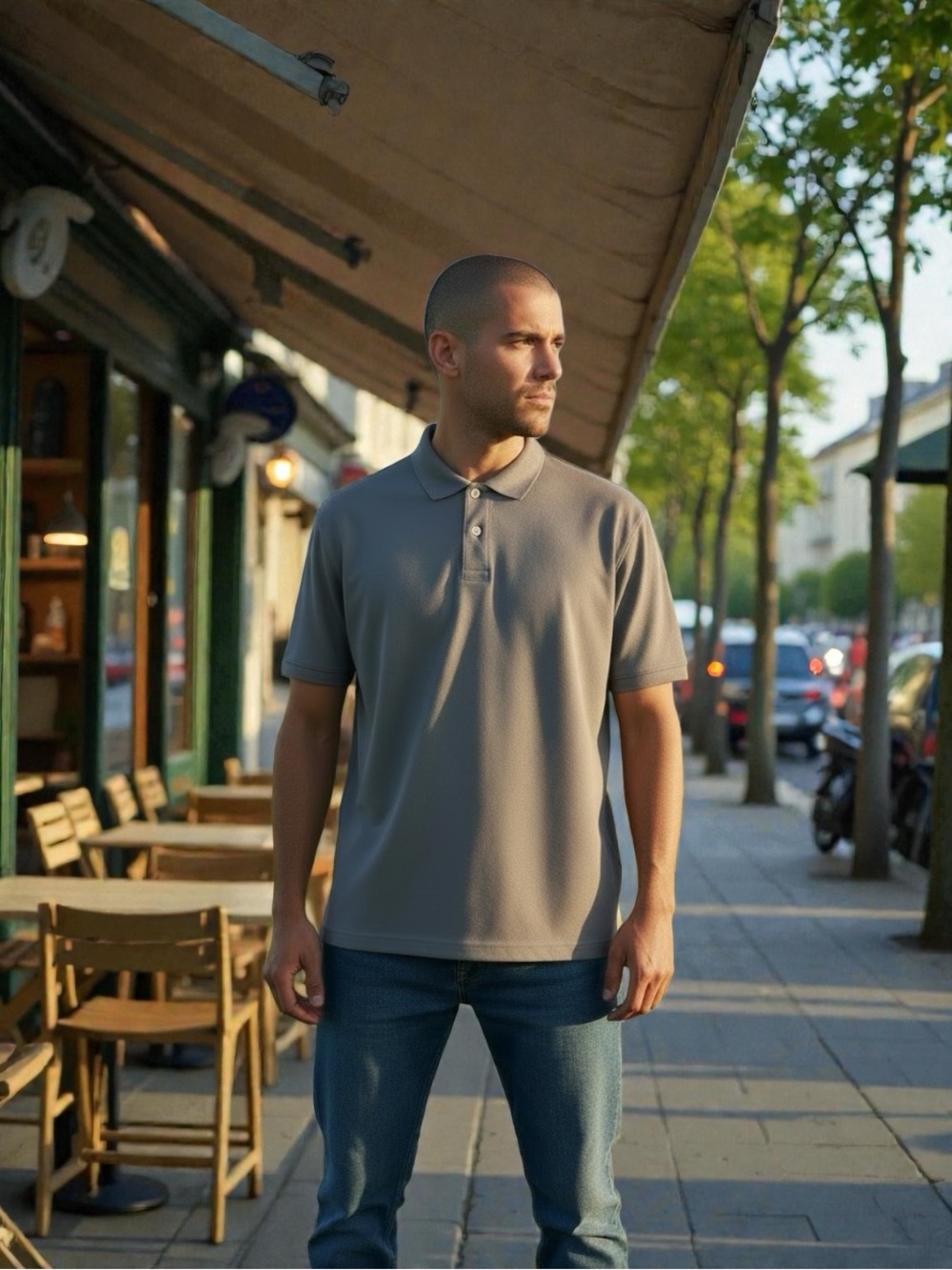 Arizona Jeans Co Men's sz M Short-Grey Polo